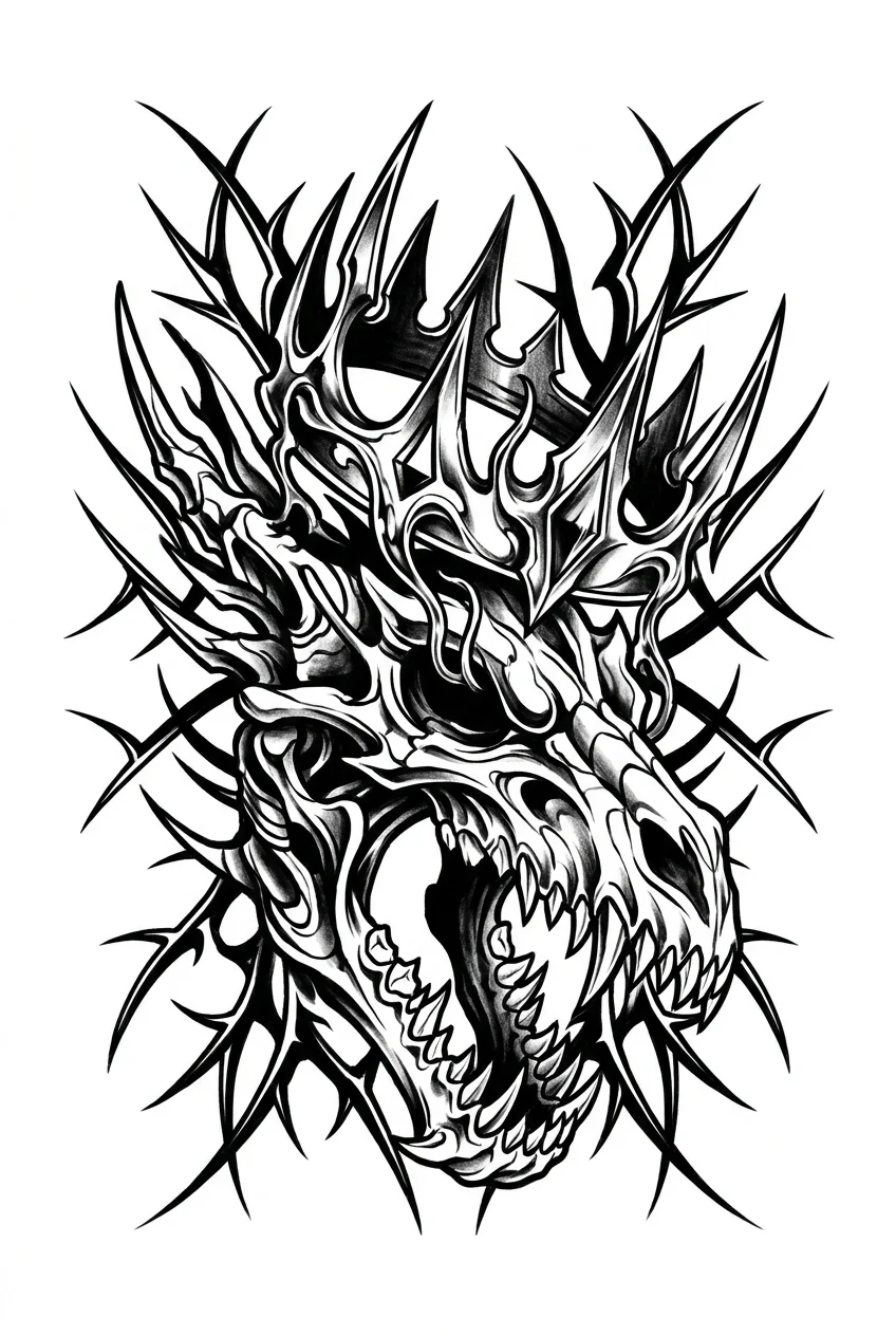 Neo Traditional tattoo — "A razor-sharp iron crown woven seamlessly into the stylized," | BafanTattoo
