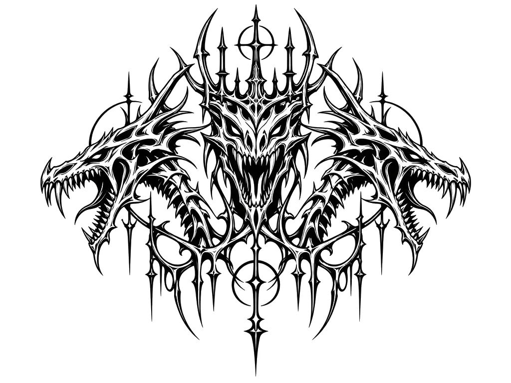 Cybersigilism tattoo — "A razor-sharp iron crown woven seamlessly into the stylized," | BafanTattoo