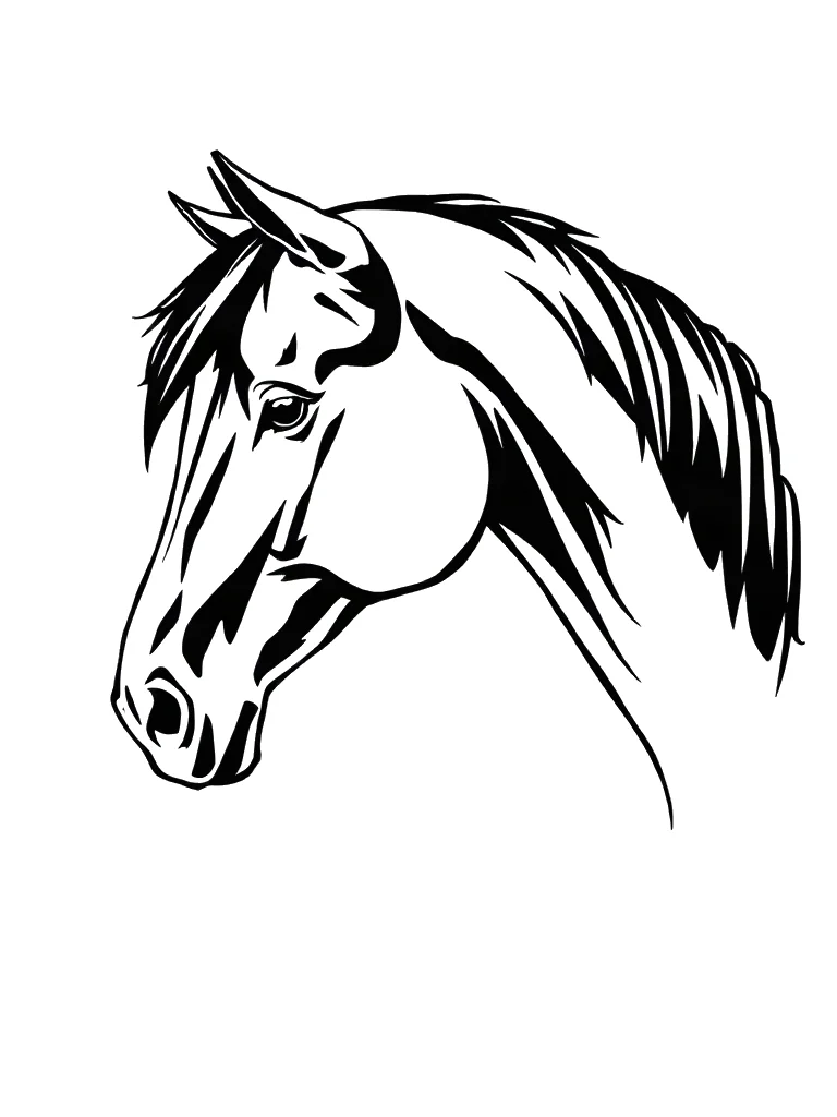 Minimalist Black & White AI lion tattoo — A sleek, refined profile of a horse head captured in elegant, continuous line wo