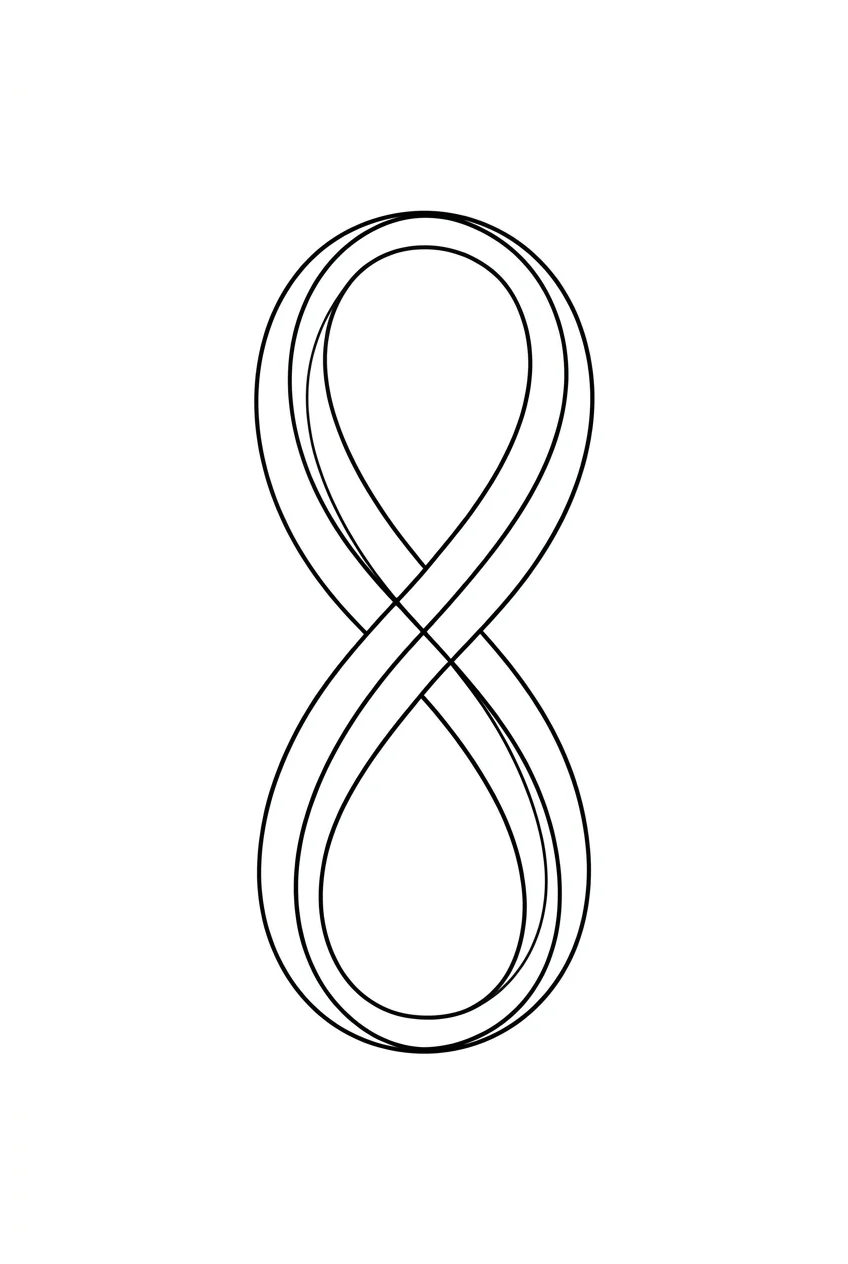 Minimalist Black & White AI tattoo — A premium minimalist tattoo design symbolizing timeless infinity, a single elega
