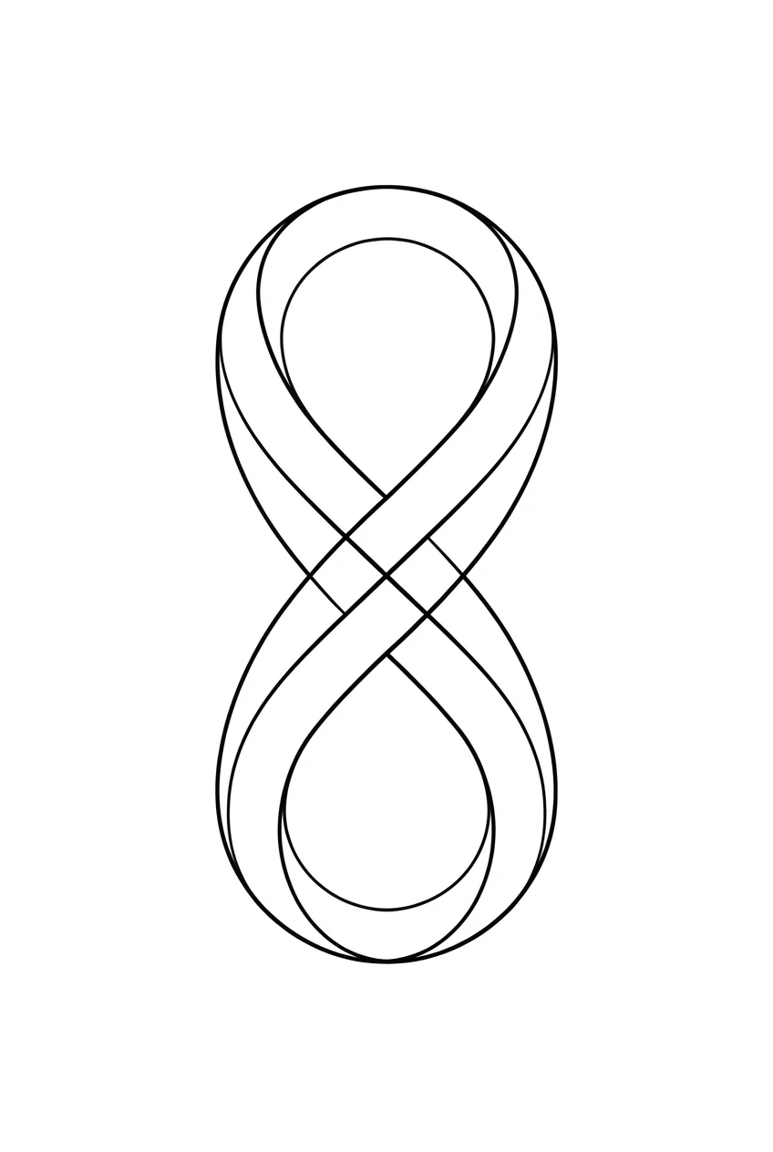 Minimalist Black & White AI tattoo — A minimalist tattoo design representing a timeless infinite loop, an elegant con