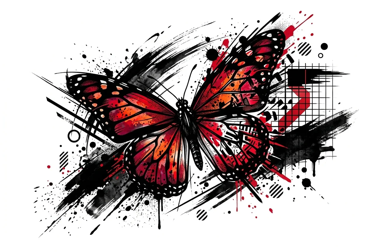 Custom Color AI butterfly tattoo — butterfly, no text at all.